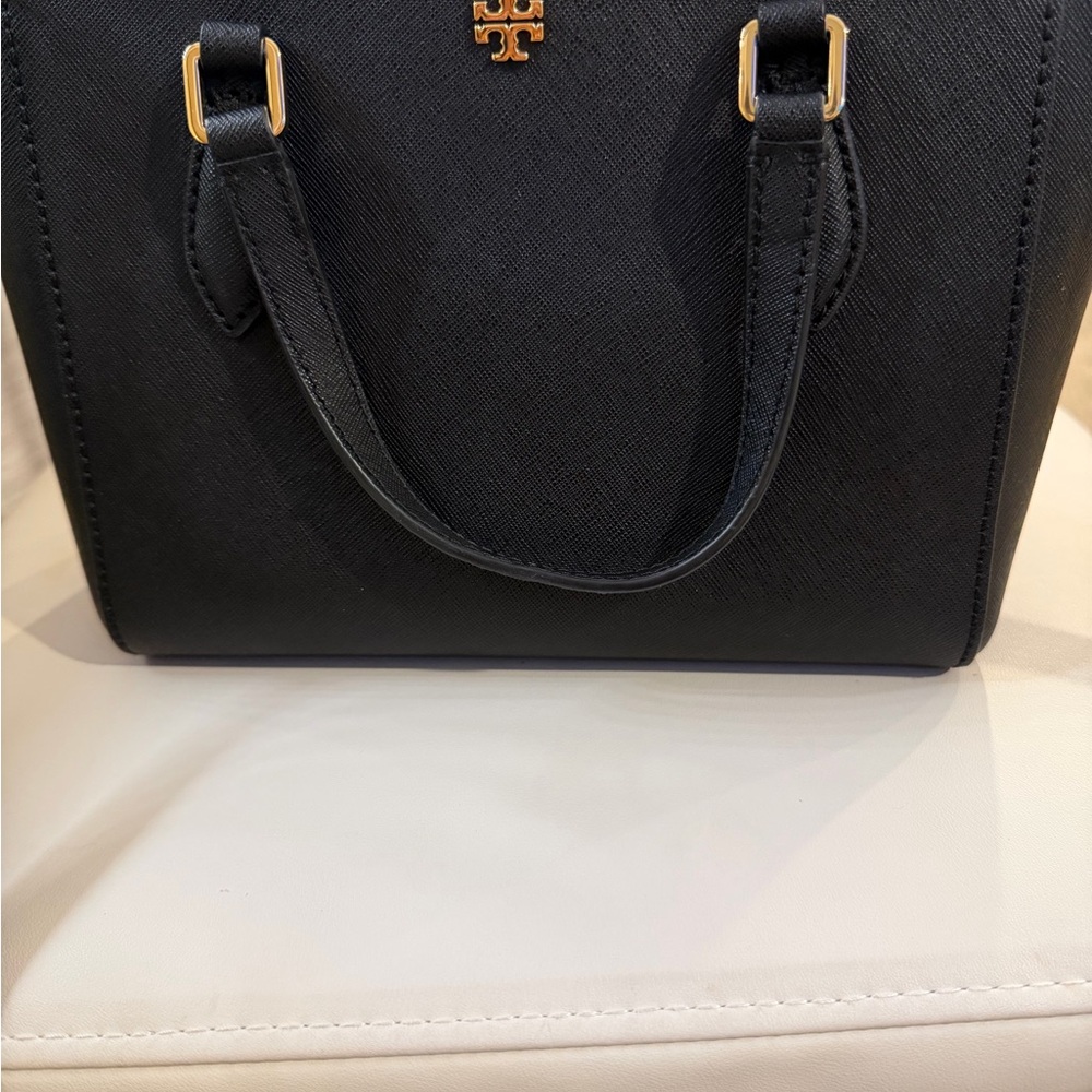 Tory Burch Black Satchel with Gold Accents